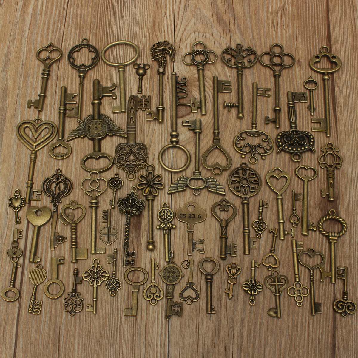 69pcs Antique Bronze Vintage Skeleton Keys Set DIY..